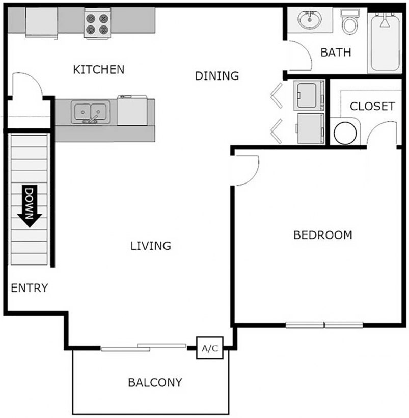 1-Bedroom Upper Floor Plan 1-Bedroom Upper Floor Plan
